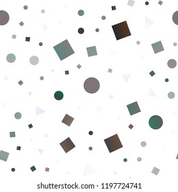 Light Silver, Gray vector seamless template with crystals, circles, squares. Circles, lines, rhombus with colorful gradient. Pattern for design of window blinds, curtains.