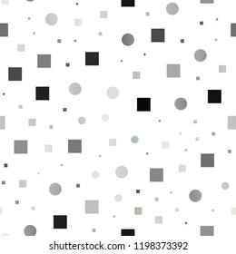 Light Silver, Gray vector seamless pattern with spheres, squares. Illustration with set of shining colorful abstract circles, cubes. Trendy design for wallpaper, fabric makers.