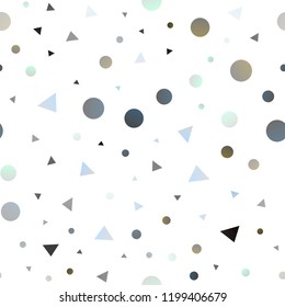 Light Silver, Gray vector seamless texture in triangular style with circles. Beautiful illustration with circles, triangles in nature style. Design for textile, fabric, wallpapers.