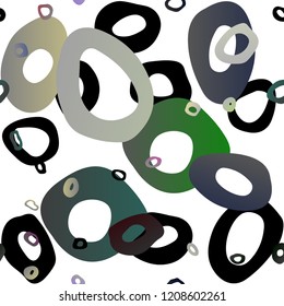 Light Silver, Gray vector seamless template with spots. Modern abstract illustration with colorful water drops. Pattern for design of window blinds, curtains.