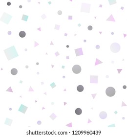 Light Silver, Gray vector seamless pattern in polygonal style with circles. Circles, lines, rhombus with colorful gradient. Pattern for trendy fabric, wallpapers.