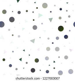 Light Silver, Gray vector seamless cover in polygonal style with circles. Glitter abstract illustration with spheres, triangular lines. Trendy design for wallpaper, fabric makers.