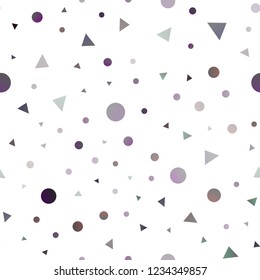 Light Silver, Gray vector seamless background with triangles, circles. Decorative design in abstract style with lines, dots. Trendy design for wallpaper, fabric makers.