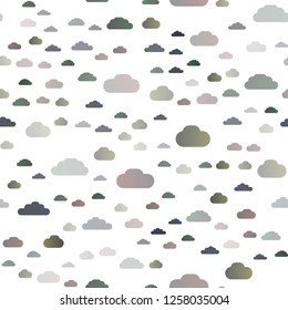 Light Silver, Gray vector seamless texture with cloudy sky. Illustration with abstract gradient clouds. Pattern for design of fabric, wallpapers.