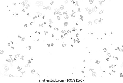 Light Silver, Gray vector template with Euro, Dollar, Yen. Shining colored illustration with EUR, USD, JPY signs. Best design for your ad, poster, banner of money.