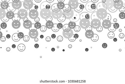 Light Silver, Gray vector template with sweet snacks. Beautiful colored illustration with smiles in simple style. Beautiful design for your business advert.