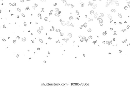 Light Silver, Gray vector template with Euro, Dollar, Yen. Modern abstract illustration with symbols of money. Best design for your ad, poster, banner of money.