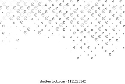 Light Silver, Gray vector template with cryptocurrency. Blurred design in simple style with symbols of Euro. The pattern can be used as ads, poster, banner for payments.