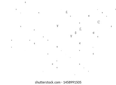 Light Silver, Gray vector template with EUR, JPY, GBP. Modern abstract illustration with symbols of money. The pattern can be used for ad, booklets, leaflets of banks.