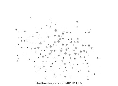 Light Silver, Gray vector template with poker symbols. Blurred decorative design of hearts, spades, clubs, diamonds. Pattern for booklets, leaflets of gambling houses.