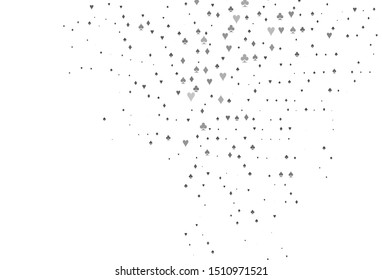 Light Silver, Gray vector template with poker symbols. Illustration with set of hearts, spades, clubs, diamonds. Design for ad, poster, banner of gambling websites.