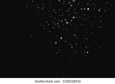 Light Silver, Gray vector template with poker symbols. Illustration with set of hearts, spades, clubs, diamonds. Design for ad, poster, banner of gambling websites.