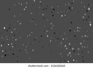 Light Silver, Gray vector template with poker symbols. Colored illustration with hearts, spades, clubs, diamonds. Template for business cards of casinos.