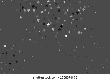 Light Silver, Gray vector template with poker symbols. Glitter abstract sketch with isolated symbols of playing cards. Design for ad, poster, banner of gambling websites.