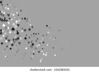 Light Silver, Gray vector template with poker symbols. Colored illustration with hearts, spades, clubs, diamonds. Pattern for booklets, leaflets of gambling houses.