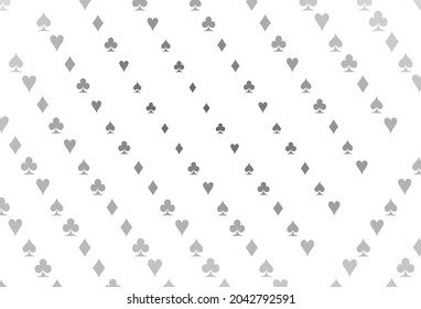 Light Silver, Gray vector template with poker symbols. Blurred decorative design of hearts, spades, clubs, diamonds. Pattern for ads of parties, events in Vegas.