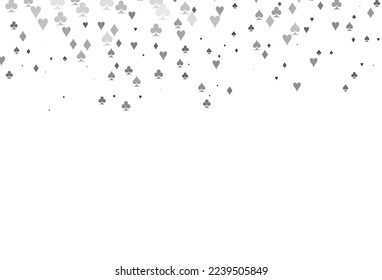 Light Silver, Gray vector template with poker symbols. Illustration with set of hearts, spades, clubs, diamonds. Design for ad, poster, banner of gambling websites.