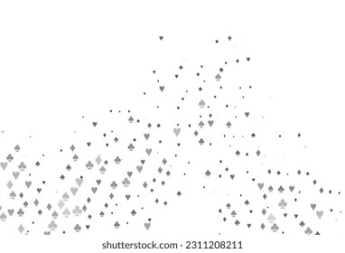 Light Silver, Gray vector template with poker symbols. Blurred decorative design of hearts, spades, clubs, diamonds. Smart design for your business advert of casinos.