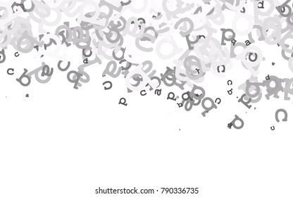 Light Silver, Gray vector template with isolated letters. Shining colorful illustration with isolated letters. The pattern can be used for ad, booklets, leaflets of education.