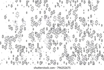 Light Silver, Gray vector template with US currency. Shining illustration with signs of dollars on abstract template. Best design for your ad, poster, banner of USD money.