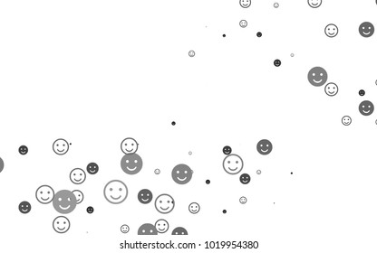 Light Silver, Gray vector texture with happy smiles. Blurred decorative design of smiles in doodle style. Template for cheerful greeting postcards.