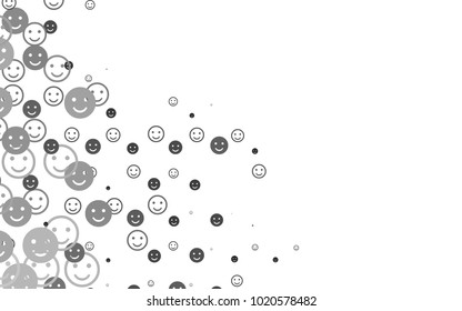 Light Silver, Gray vector texture with happy smiles. Blurred decorative design of smiles in doodle style. Template for cheerful greeting postcards.