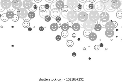 Light Silver, Gray vector texture with happy smiles. Glitter abstract sketch with smiley, icons. Beautiful design for your business advert.