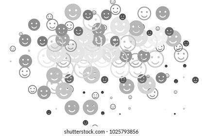 Light Silver, Gray vector texture with happy smiles. Glitter abstract sketch with smiley, icons. Pattern for parties, gifts, congratulations.