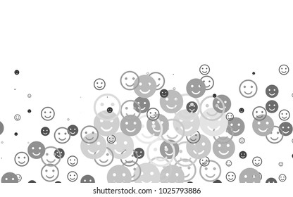 Light Silver, Gray vector texture with happy smiles. Colorful gradient Smiles on white background. Template for cheerful greeting postcards.