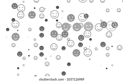 Light Silver, Gray vector texture with happy smiles. Illustration with set of smiles in simple style. Design for positive ad, poster, banner.