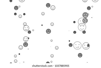 Light Silver, Gray vector texture with happy smiles. Beautiful colored illustration with smiles in simple style. Beautiful design for your business advert.