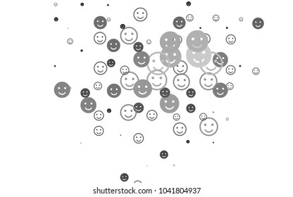 Light Silver, Gray vector texture with happy smiles. Decorative shining illustration with smiles on white template. Design for positive ad, poster, banner.