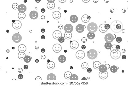 Light Silver, Gray vector texture with happy smiles. Illustration with set of smiles in simple style. Pattern for carnival, festival fun leaflets.