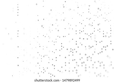 Light Silver, Gray vector texture with playing cards. Colored illustration with hearts, spades, clubs, diamonds. Smart design for your business advert of casinos.