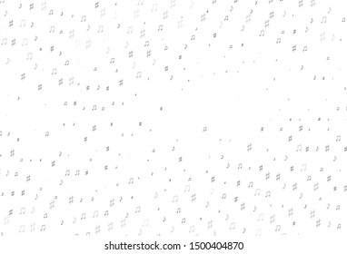 Light Silver, Gray vector texture with musical notes. Shining illustration of colorful gradient music notes. Template for fasion magazines.