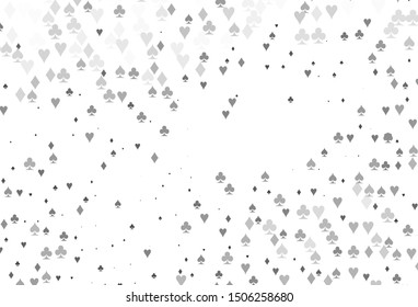 Light Silver, Gray vector texture with playing cards. Colored illustration with hearts, spades, clubs, diamonds. Smart design for your business advert of casinos.