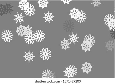Light Silver, Gray vector texture with colored snowflakes. Snow on blurred abstract background with gradient. The pattern can be used for new year leaflets.