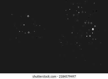 Light Silver, Gray vector texture with playing cards. Blurred decorative design of hearts, spades, clubs, diamonds. Pattern for booklets, leaflets of gambling houses.