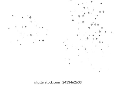 Light Silver, Gray vector texture with playing cards. Blurred decorative design of hearts, spades, clubs, diamonds. Pattern for booklets, leaflets of gambling houses.