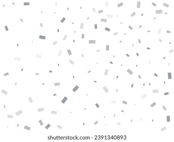 Light silver Rectangular glitter confetti background. White festive texture