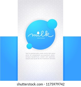 light and simple milk label, with geometrical shapes and handdrawn lettering composition