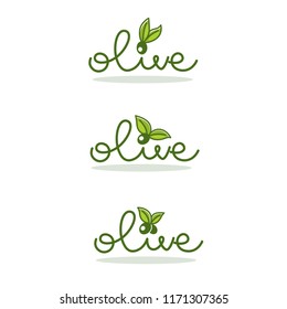 light and simple olive oil logo with doodle lettering composition