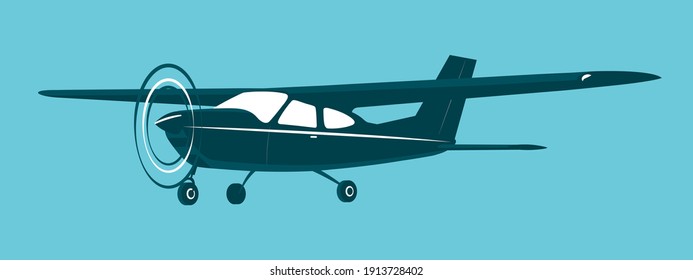 Light single-engine aircraft icon isolated. Vector illustration.