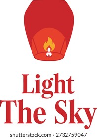 La Ilustración vectorial de diseño de tipografía de la linterna Light Sky para la celebración del festival, vacaciones asiáticas y esperanza brillante sobre fondo transparente.