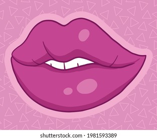 labios sonrientes claros al estilo de las caricaturas, colores rosas oscuros