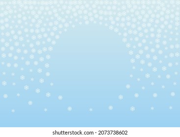 Light Snow Background Vector Blue. Confetti Macro Card. White Snowflake Magical Texture. Sparkle Flake Pattern.