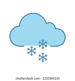 Light snow color icon. Winter. Snowy weather. Cloud and snowflake. Weather forecast. Isolated vector illustration