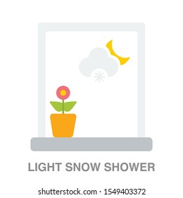 Light snow shower weather flat icon on white transparent background. You can be used radius icon for several purposes.