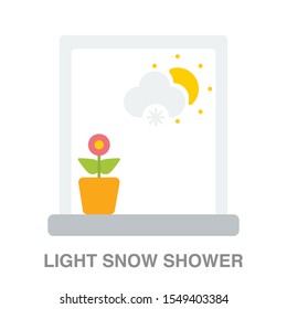 Light snow shower weather flat icon on white transparent background. You can be used radius icon for several purposes.