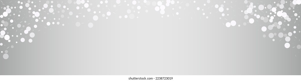 Light Snow Vector Silver Panoramic Background. Christmas Blizzard Transparent. Winter New Holiday. Falling Snowfall Card.